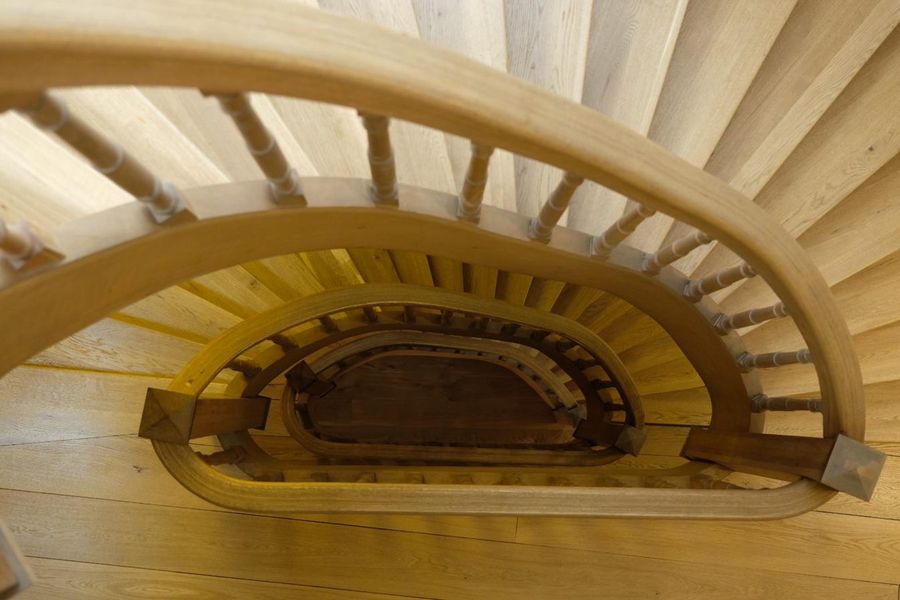 The oak staircase, looking down the stairwell